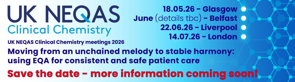 poster showing the participant meeting dates for clinical chemistry centres 2026